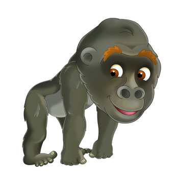 cartoon animal - happy and funny gorilla - illustration for children