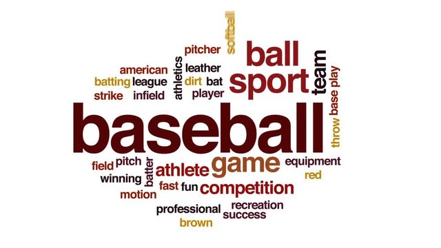 Baseball animated word cloud, text design animation.