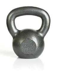 Naklejka na ściany i meble Single kettle bell on white background. No weight shown on front.