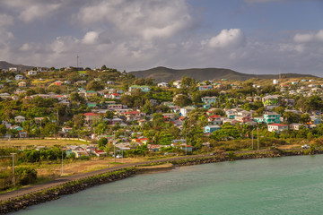 Panoramic view of St. John's, Antigua and Barbudas capital city, Caribbean.