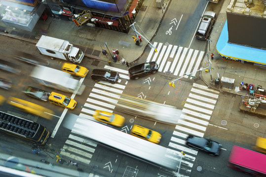 Traffic Motion on Broadway at Times Square New York