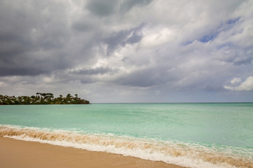 Obraz na płótnie Canvas Panoramic view of the Valley Church beach in Antigua and Barbudas, Caribbean.