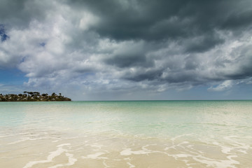Fototapeta na wymiar Panoramic view of the Valley Church beach in Antigua and Barbudas, Caribbean.