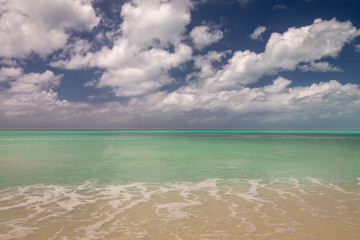 Panoramic view of the Valley Church beach in Antigua and Barbudas, Caribbean.