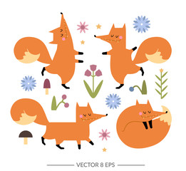 Cute vector foxes