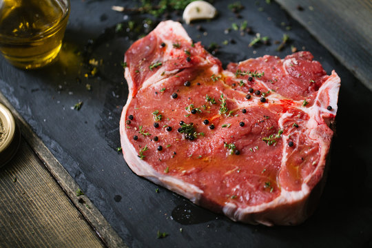 Raw beef steak