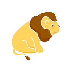 Yellow lion on white background, vector illustration