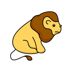 Yellow lion on white background, vector illustration