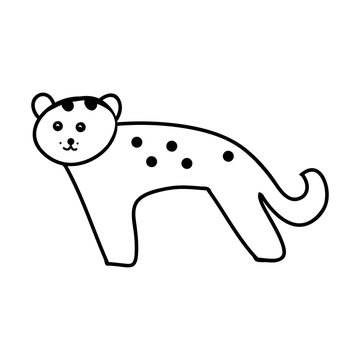 Cheetah outline a simple white background, vector illustration