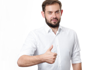 Business man showing thumbs up