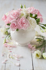 Roses and carnation in vase
