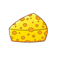 Piece of cheese isolated.
