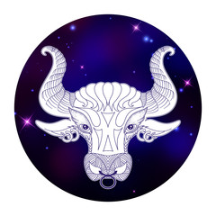 Taurus zodiac sign, horoscope symbol, vector illustration