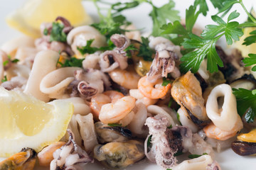 frutti di mare selective focus