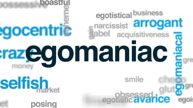 Egomaniac word cloud, text design animation.