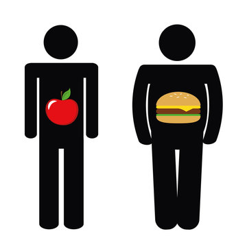 gesunde und ungesunde ernährung piktogramm