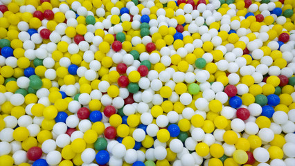 Childrens game balls texture. Toys for children. Kids entertainment room