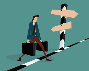 Sad businessman crosses the border