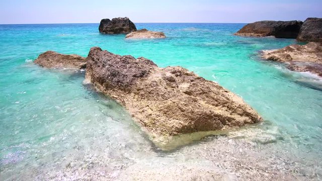 Rocks on Porto Katsiki beach on Lefkada island in Greece