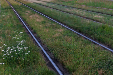 The railway in city Dresden, Germany