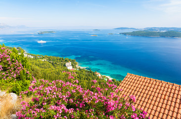 view on azure adriatic sea from peljesac peninsula in Dalmatia, Croatia