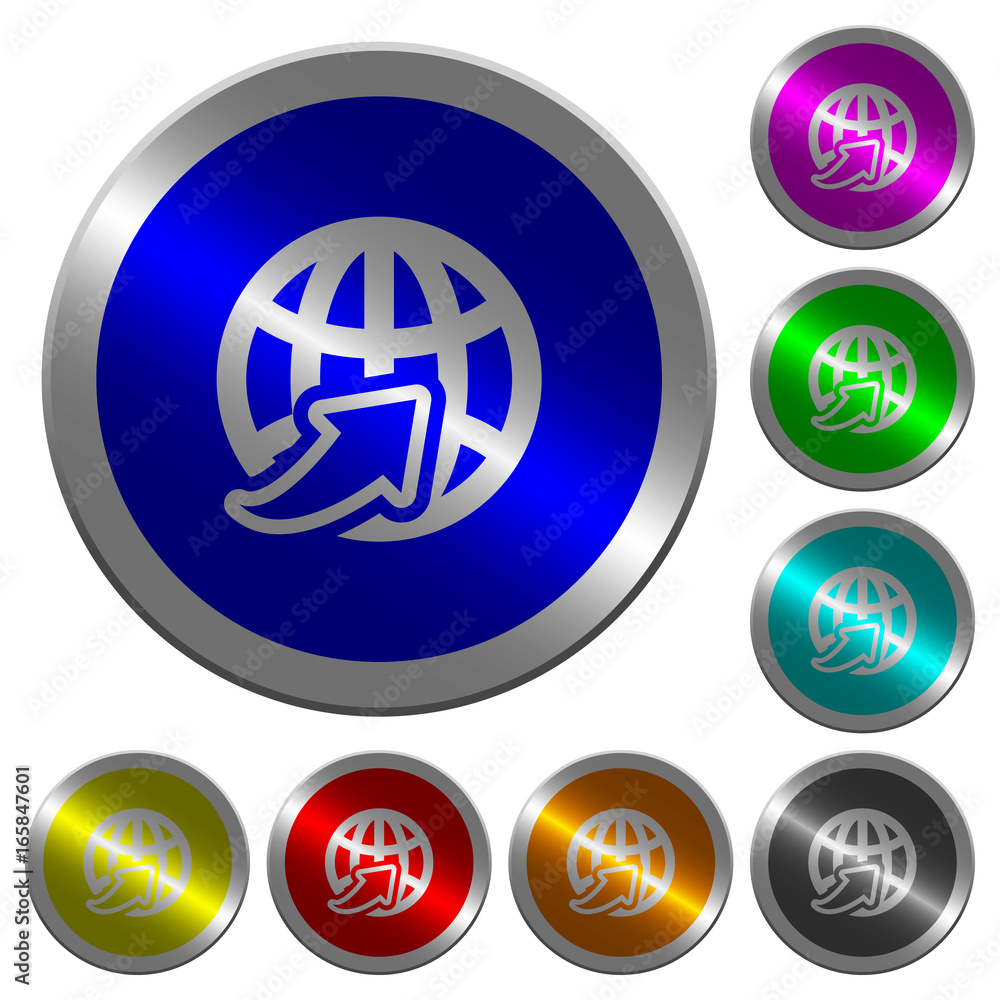 Poster worldwide luminous coin-like round color buttons