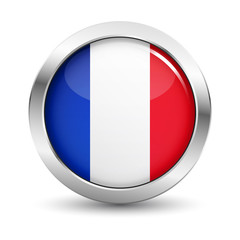France Flag Icon Badge Vector Button