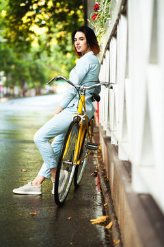 Lovely woman woman with a bicycle