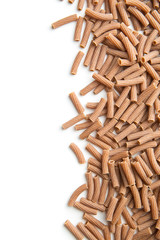 Dried rigatoni pasta.