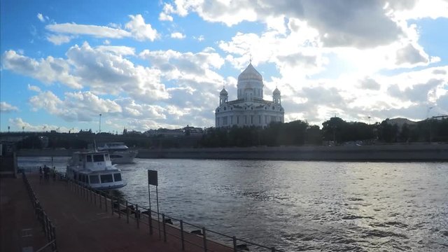 Temple Of Christ The Savior On Sunny summer Day Timelapse