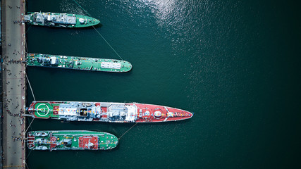Top view of warships docking in port while parade © Alexander Belinskiy