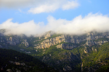 Low clouds in the mountains. Turkey