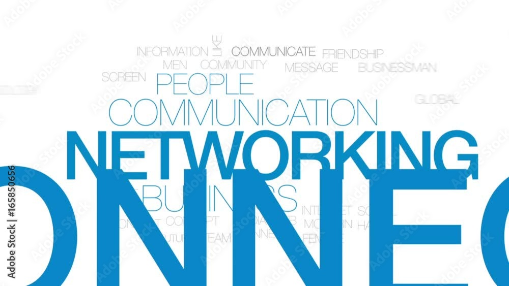 Poster networking animated word cloud, text design animation. kinetic typography.
