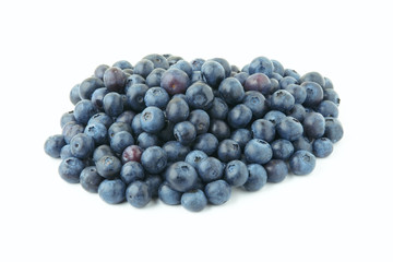 Bunch of blueberries on white background