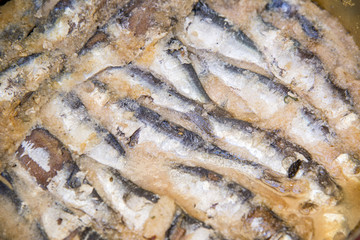 Sardines prepared with sea salt and herbs