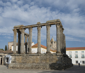 the roman temple inb evora, portugal