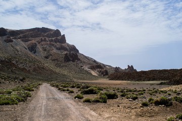 Road in the rocky mountains, route at volcano Teide, Tenerife, Canary Islands, Spain