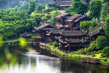 Fototapeta na wymiar Ancient town lake in China