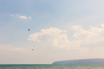 Fototapeta na wymiar Landscape of the Black sea and sky with clouds