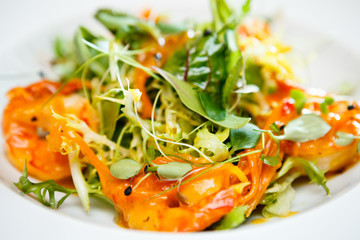 Salad with prawns