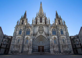 Fototapeta na wymiar Gothic Catholic Cathedral in Barcelona