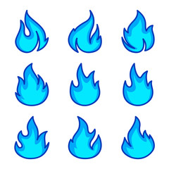 set of blue flame icons © adresiastock