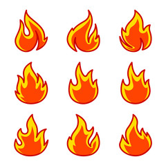 set of icons flame/fire