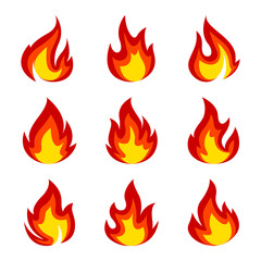 set of icons flame/fire