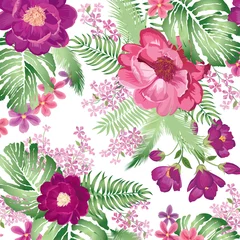 Foto op Plexiglas Floral pattern. Flower bouquet spring garden background. © Terriana