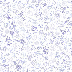 Flower icon seamless pattern. Floral leaves, flowers. White texture