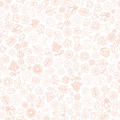 Flower icon seamless pattern. Floral leaves gentle background. N