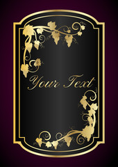Wine label template for wine in black and gold