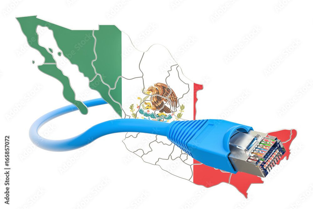 Poster internet connection in mexico concept. 3d rendering