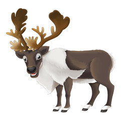 cartoon happy and funny animal - isolated reindeer - illustration for children
